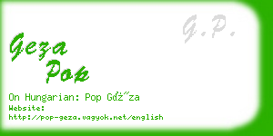 geza pop business card